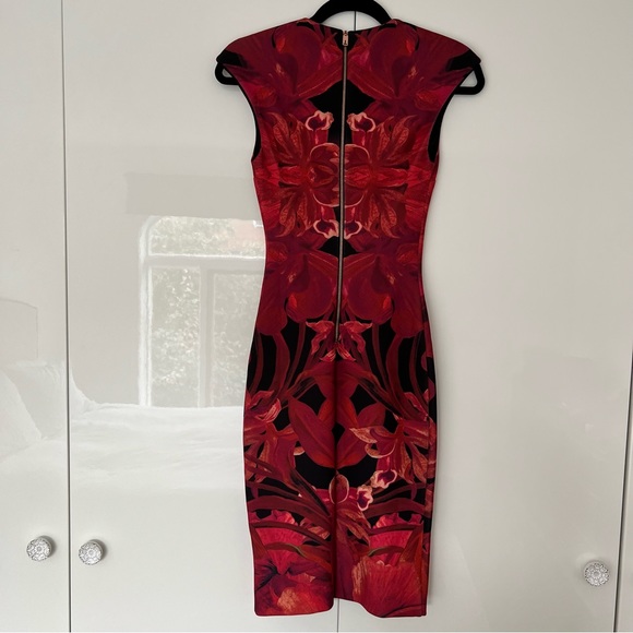 Ted Baker midi sheath dress, Size 0, Bold red floral print - Picture 2 of 11
